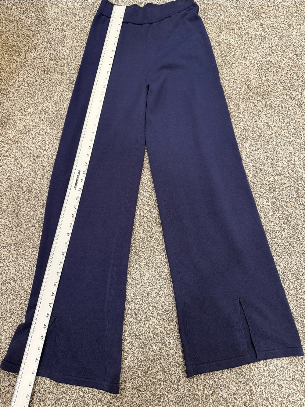 Commense Navy Knit Wide Leg Pants Set W/Vest Classy Minimalist Elevated Staple S - Picture 14 of 16